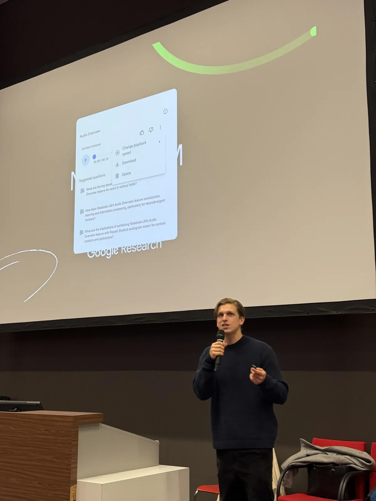 Presentatie over NotebookLM in een collegezaal